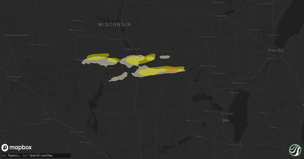 Hail map in Almond, WI on March 28, 2025