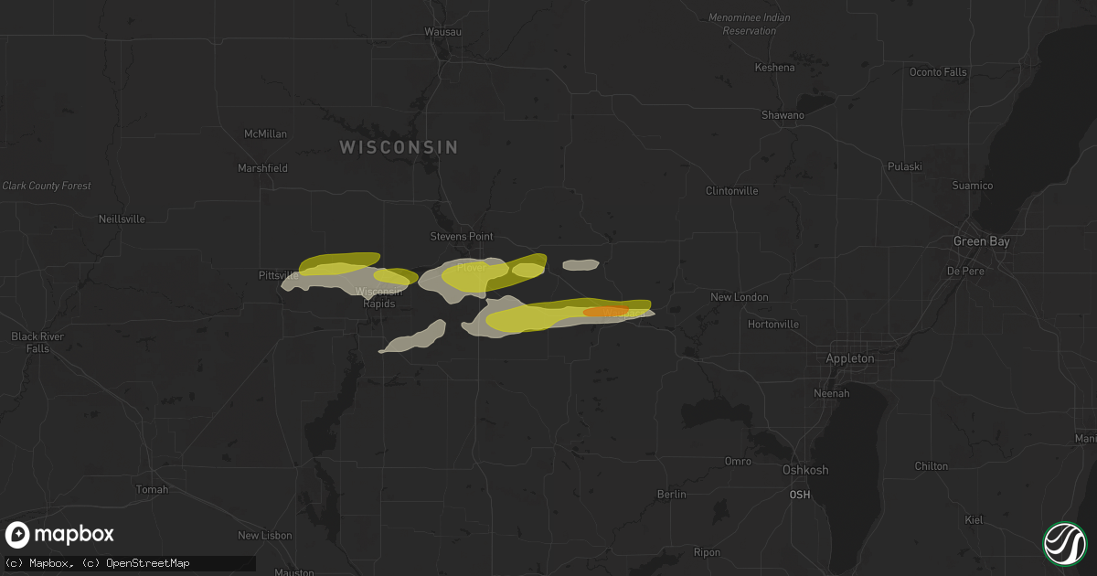 Hail map in Amherst, WI on March 28, 2025
