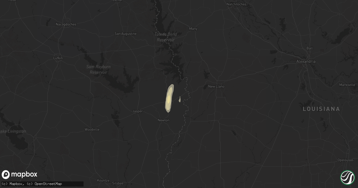 Hail map in Burkeville, TX on March 28, 2025
