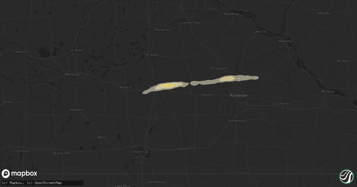Hail map in Claremont, MN on March 28, 2025