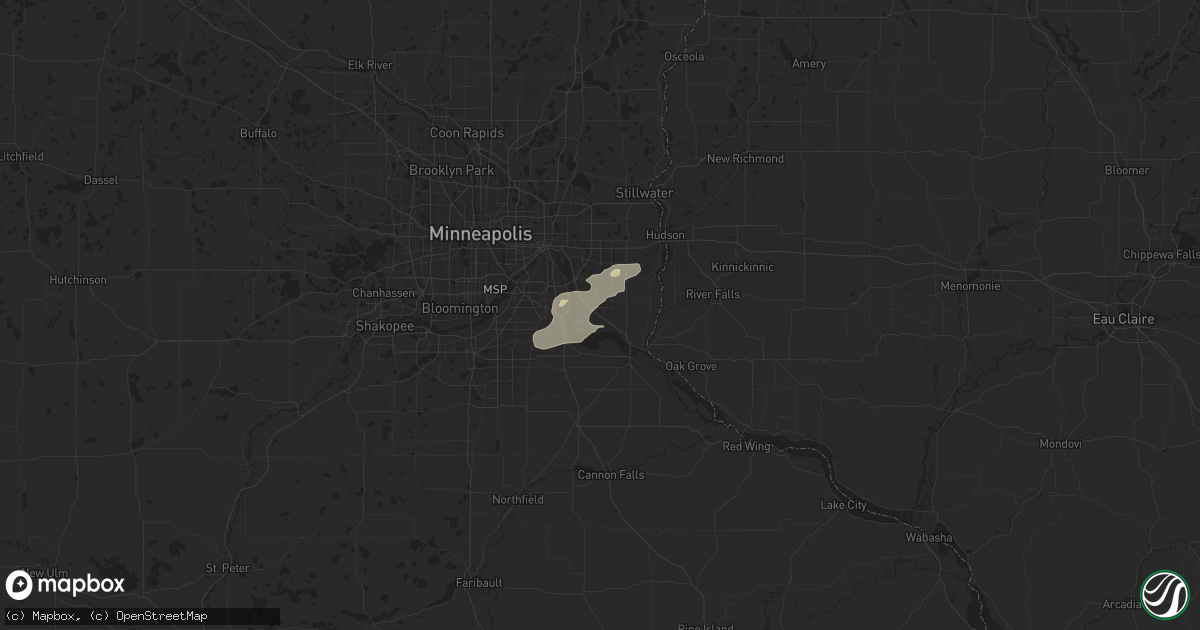 Hail map in Cottage Grove, MN on March 28, 2025