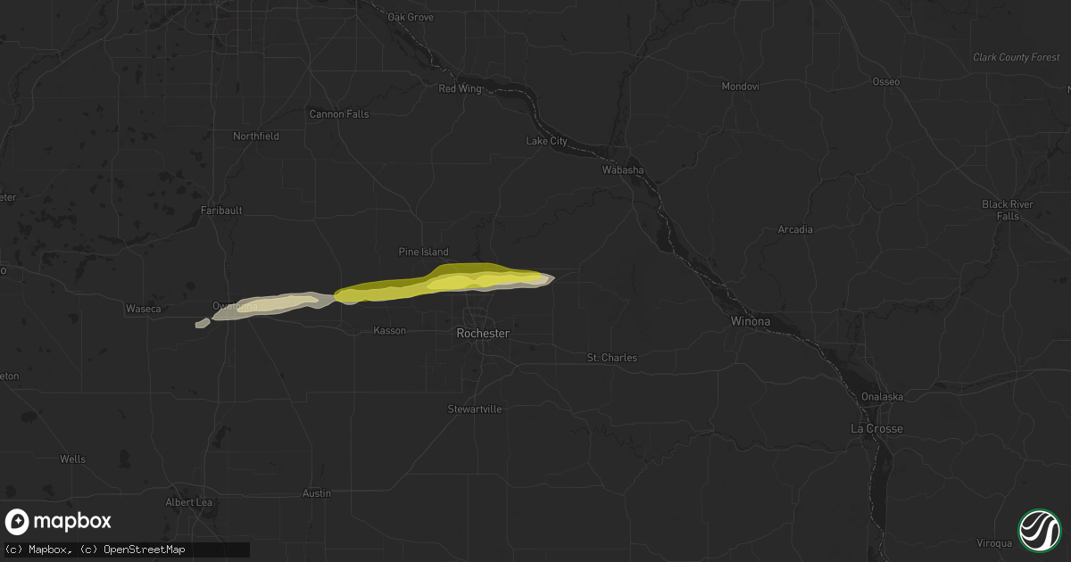 Hail map in Elgin, MN on March 28, 2025