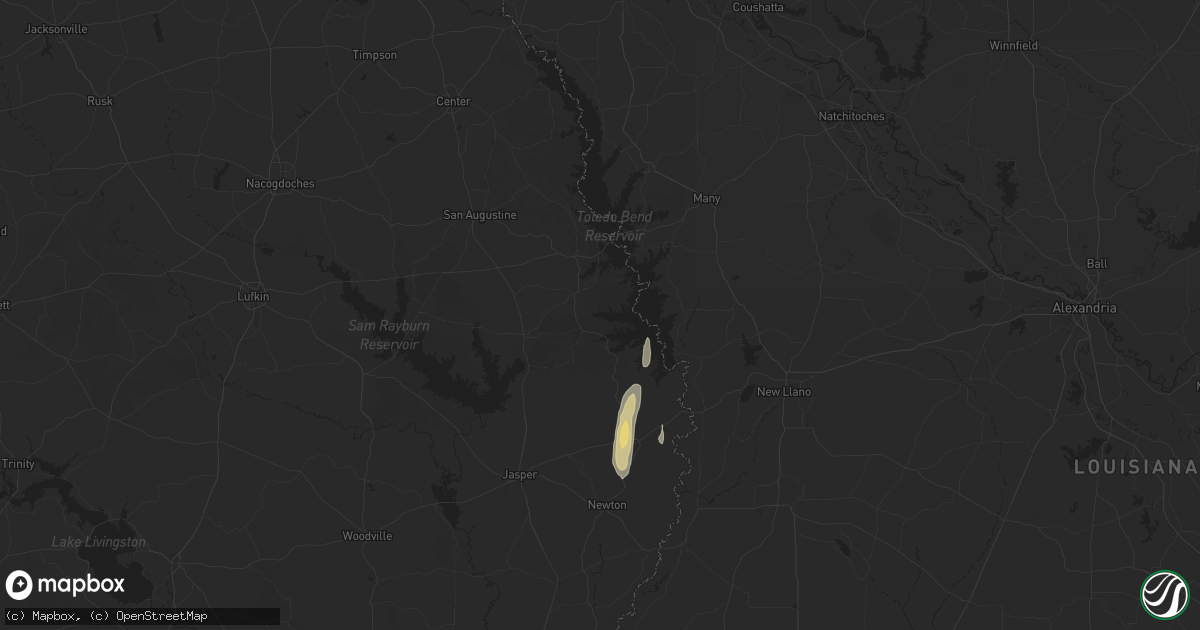 Hail map in Hemphill, TX on March 28, 2025