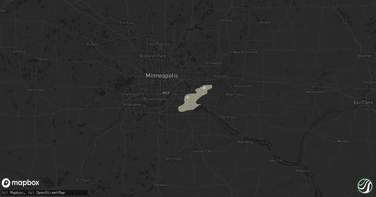 Hail map in Inver Grove Heights, MN on March 28, 2025