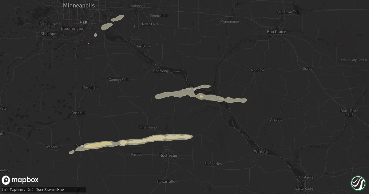 Hail map in Lake City, MN on March 28, 2025