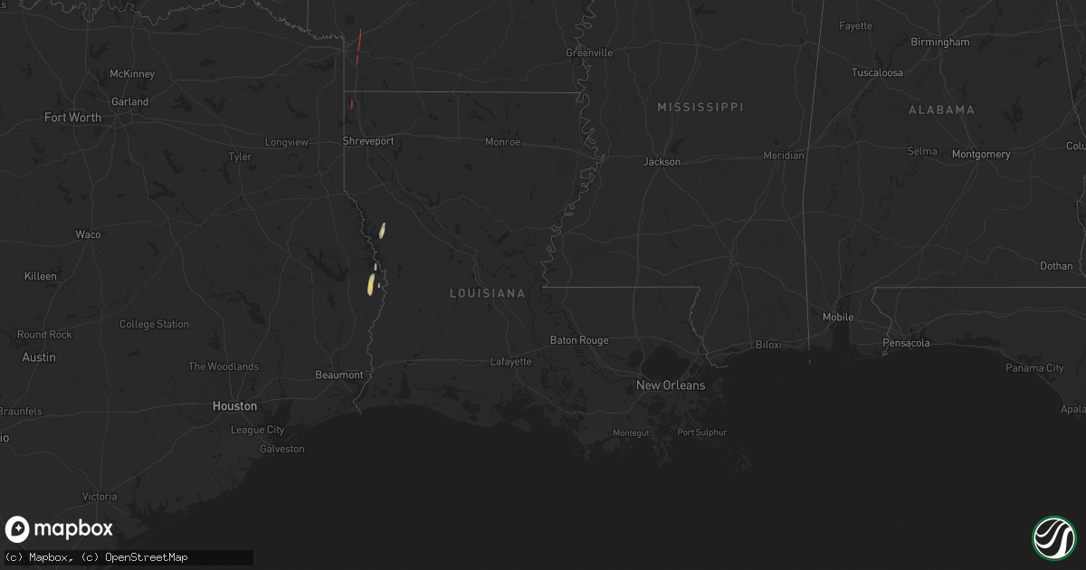 Hail map in Louisiana on March 28, 2025