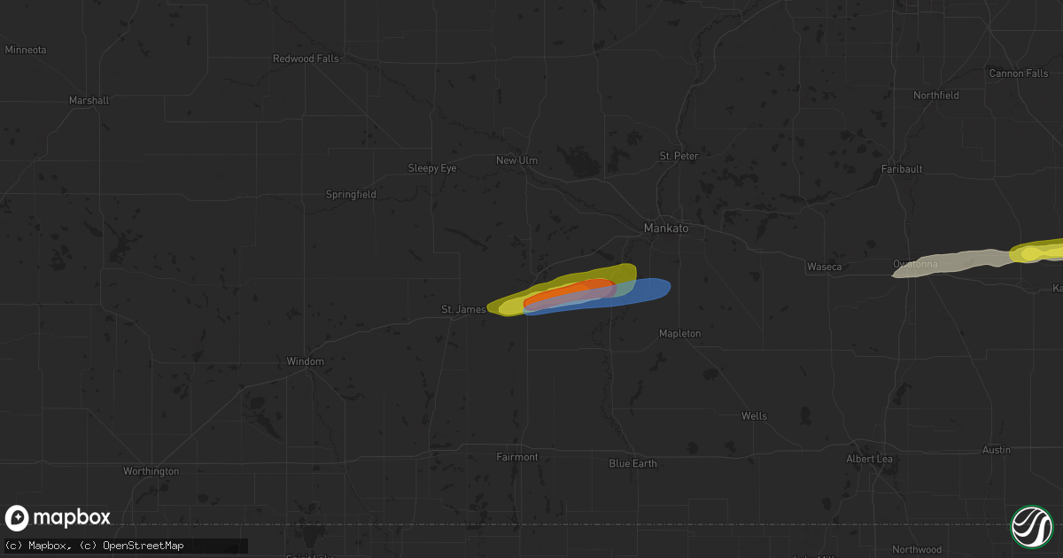 Hail map in Madelia, MN on March 28, 2025