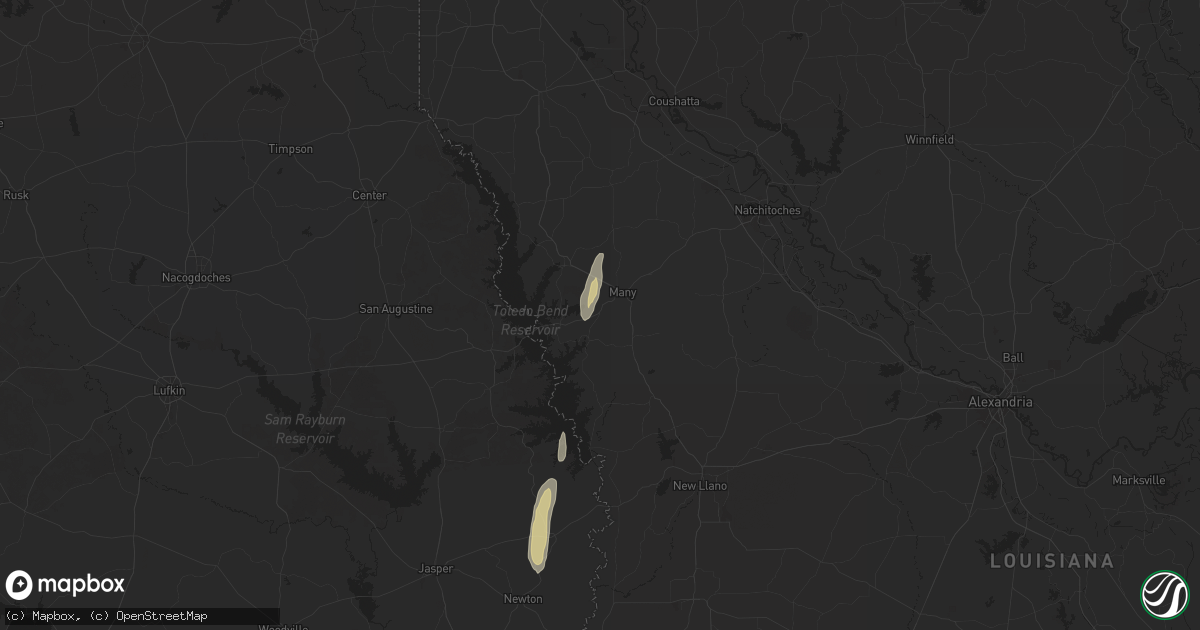 Hail map in Many, LA on March 28, 2025