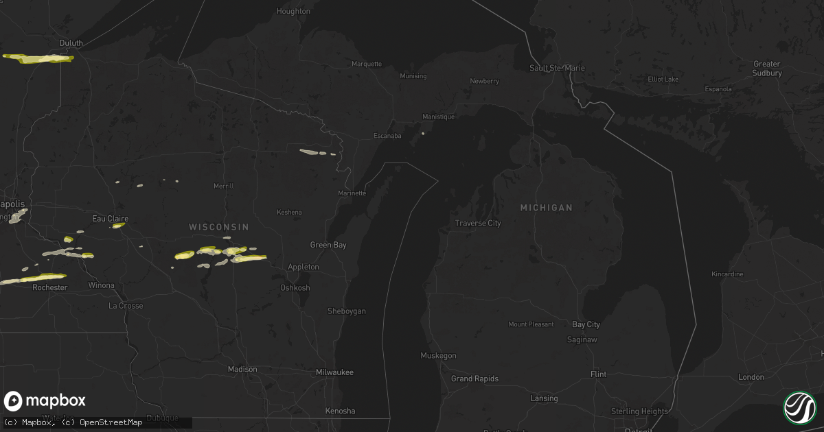 Hail map in Michigan on March 28, 2025