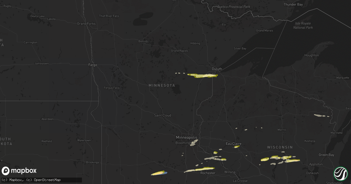 Hail map in Minnesota on March 28, 2025