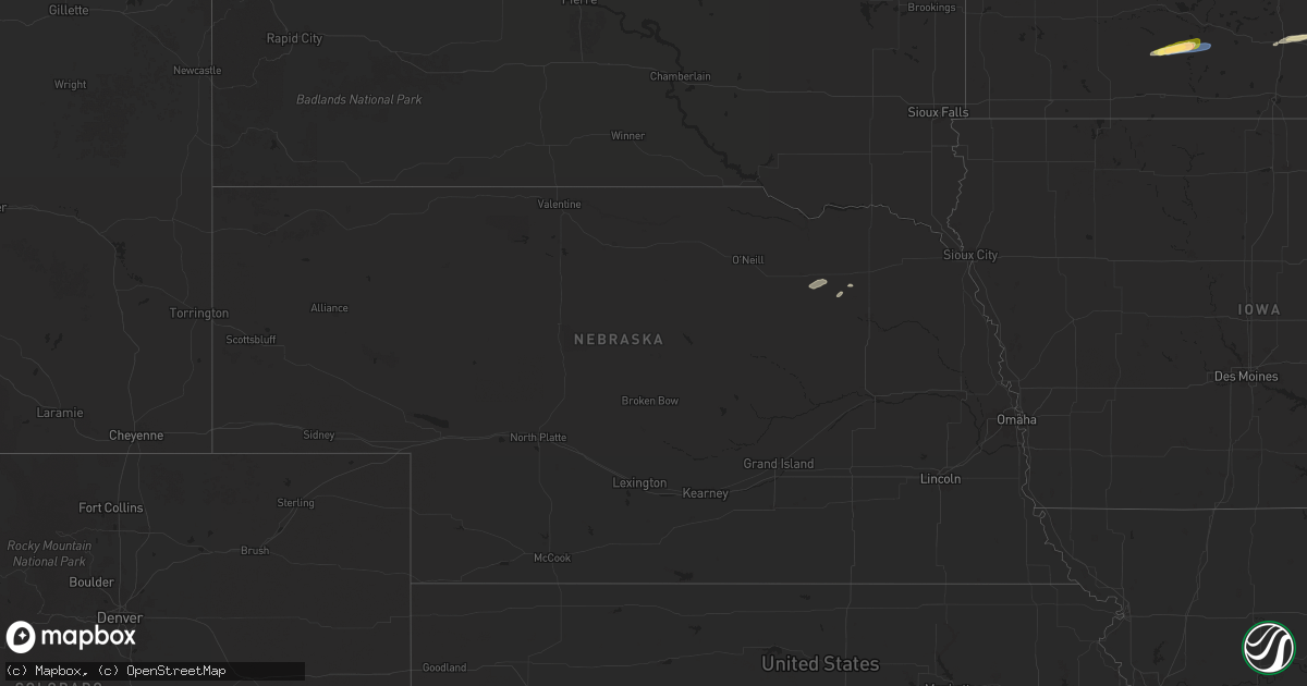 Hail map in Nebraska on March 28, 2025