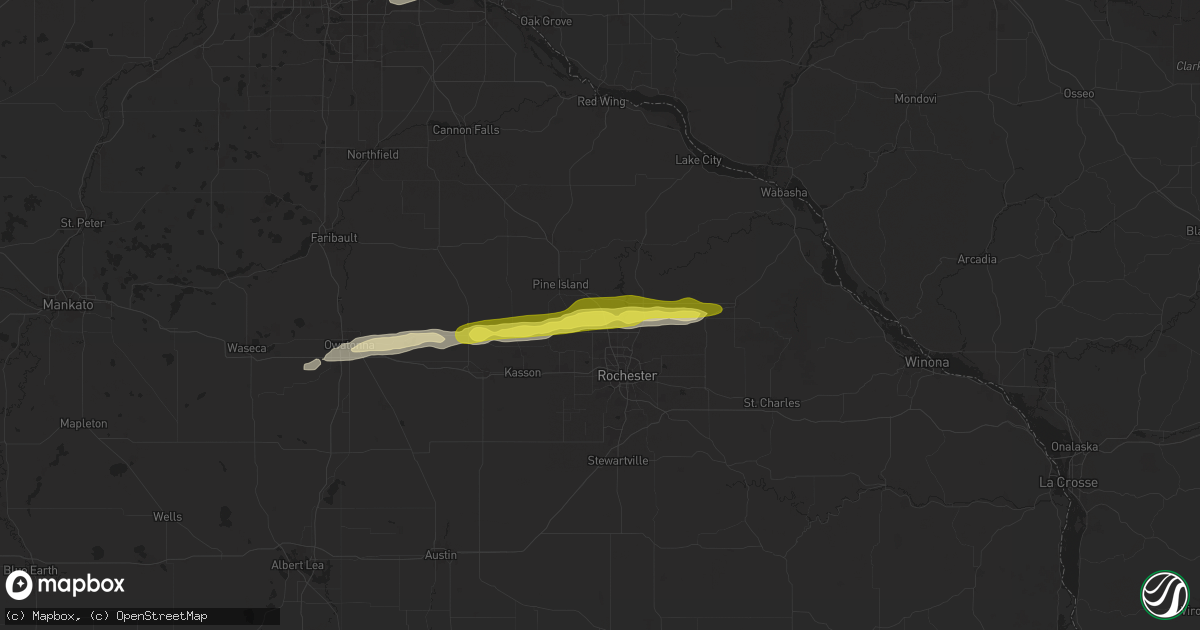 Hail map in Oronoco, MN on March 28, 2025