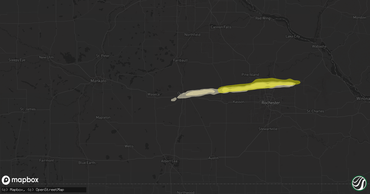 Hail map in Owatonna, MN on March 28, 2025