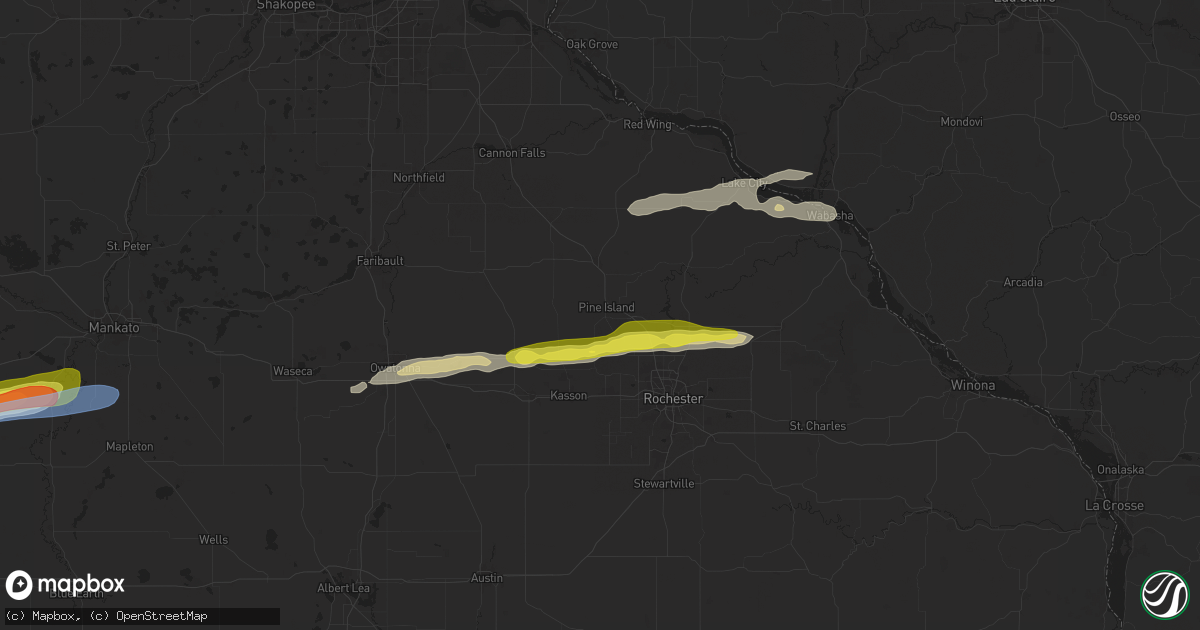 Hail map in Pine Island, MN on March 28, 2025