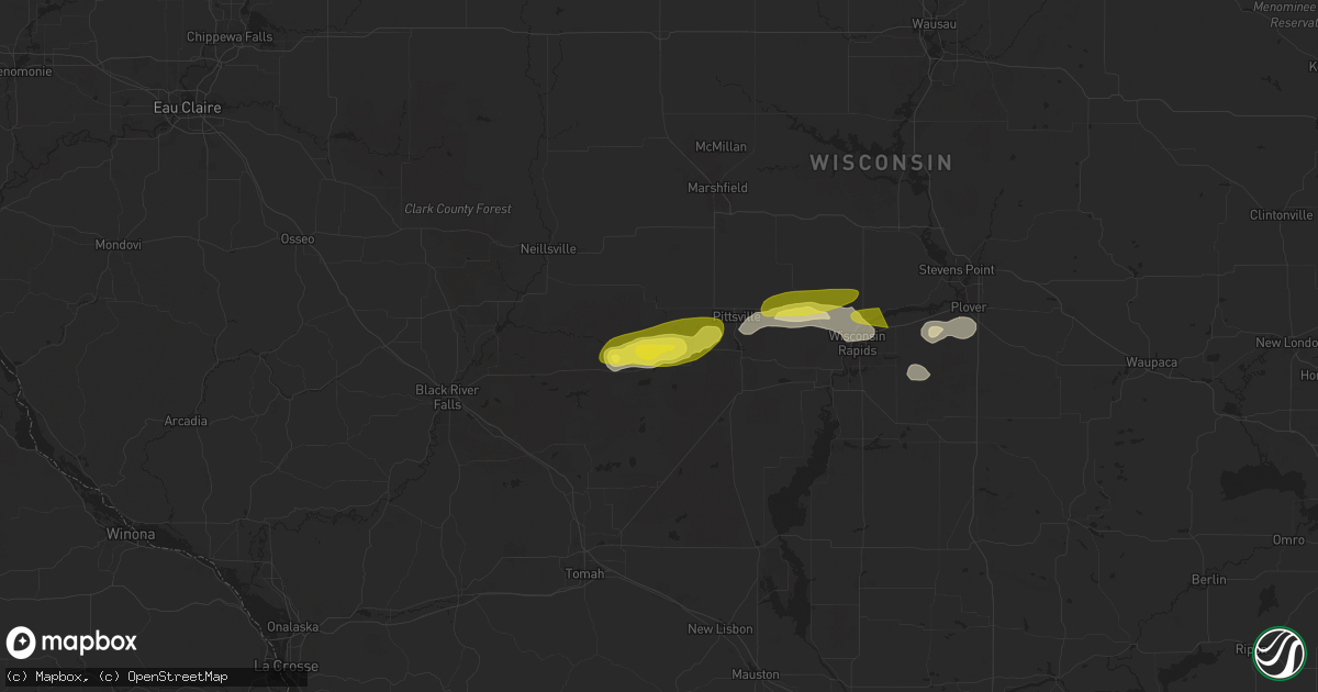 Hail map in Pittsville, WI on March 28, 2025