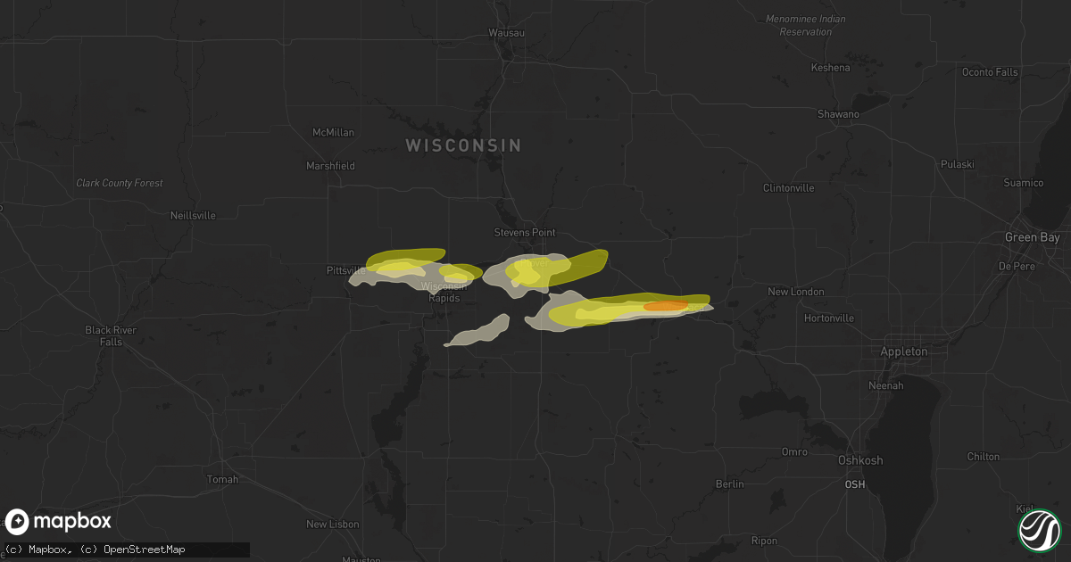Hail map in Plover, WI on March 28, 2025