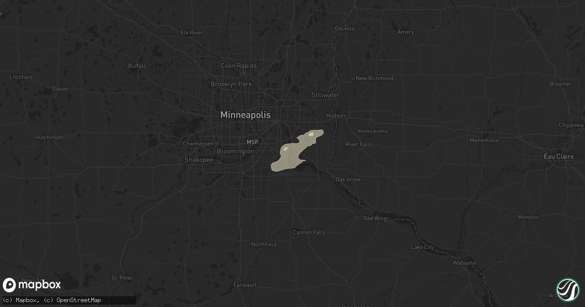 Hail map in Saint Paul Park, MN on March 28, 2025