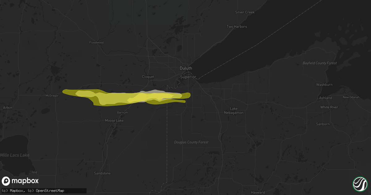 Hail map in Superior, WI on March 28, 2025