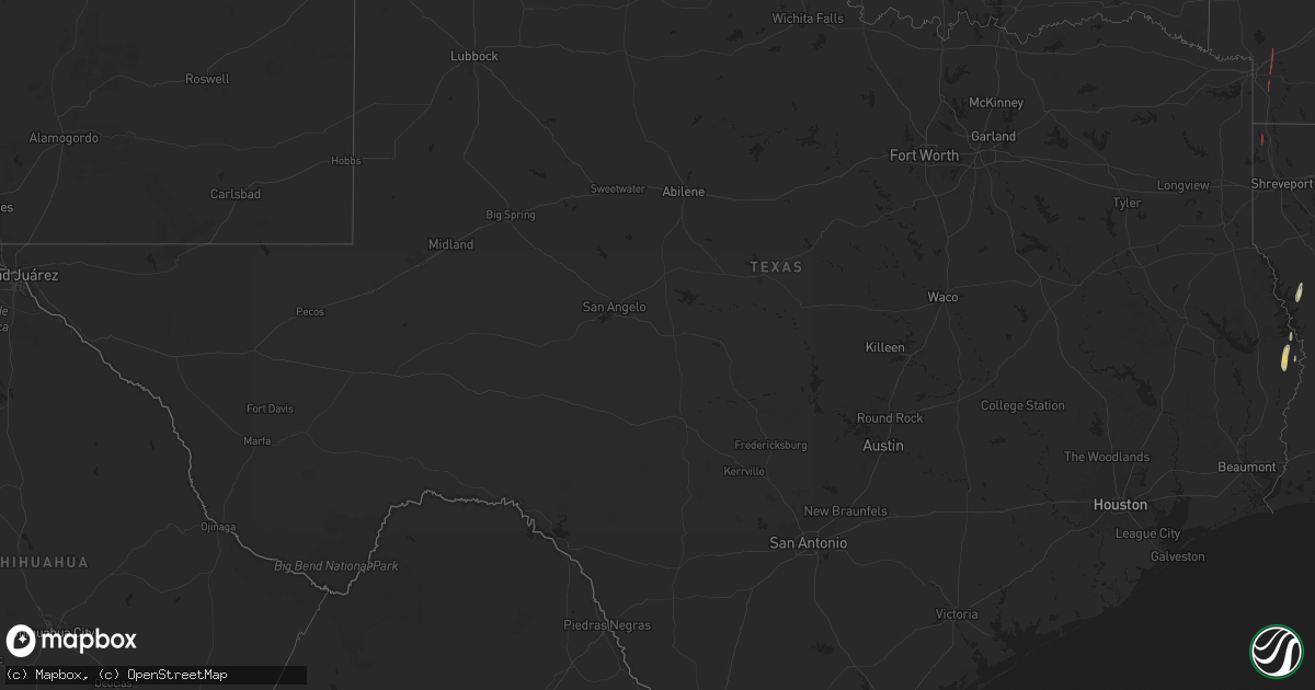 Hail map in Texas on March 28, 2025
