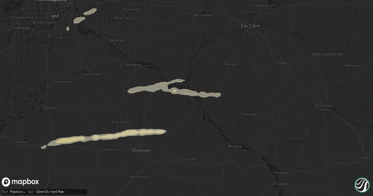 Hail map in Wabasha, MN on March 28, 2025