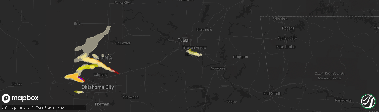 Hail map in Bixby, OK on March 29, 2013