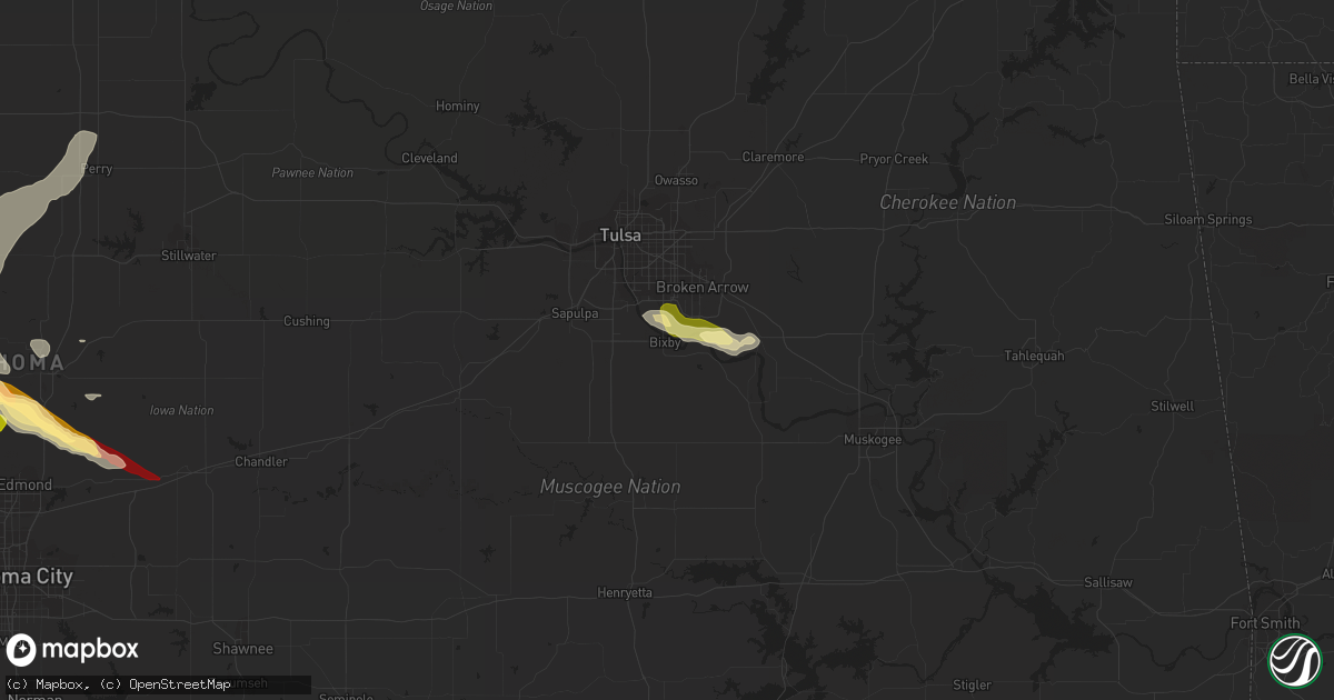 Hail map in Bixby, OK on March 29, 2013