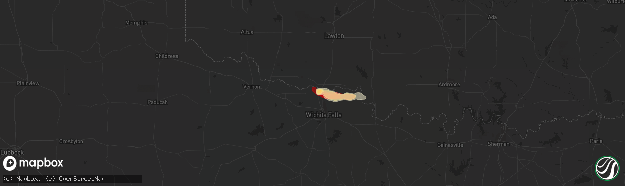 Hail map in Burkburnett, TX on March 29, 2013