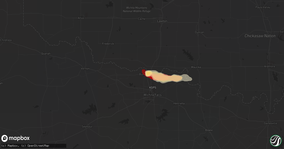 Hail map in Burkburnett, TX on March 29, 2013