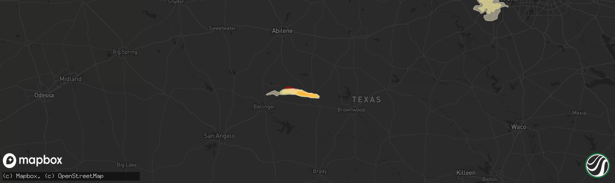 Hail map in Coleman, TX on March 29, 2013
