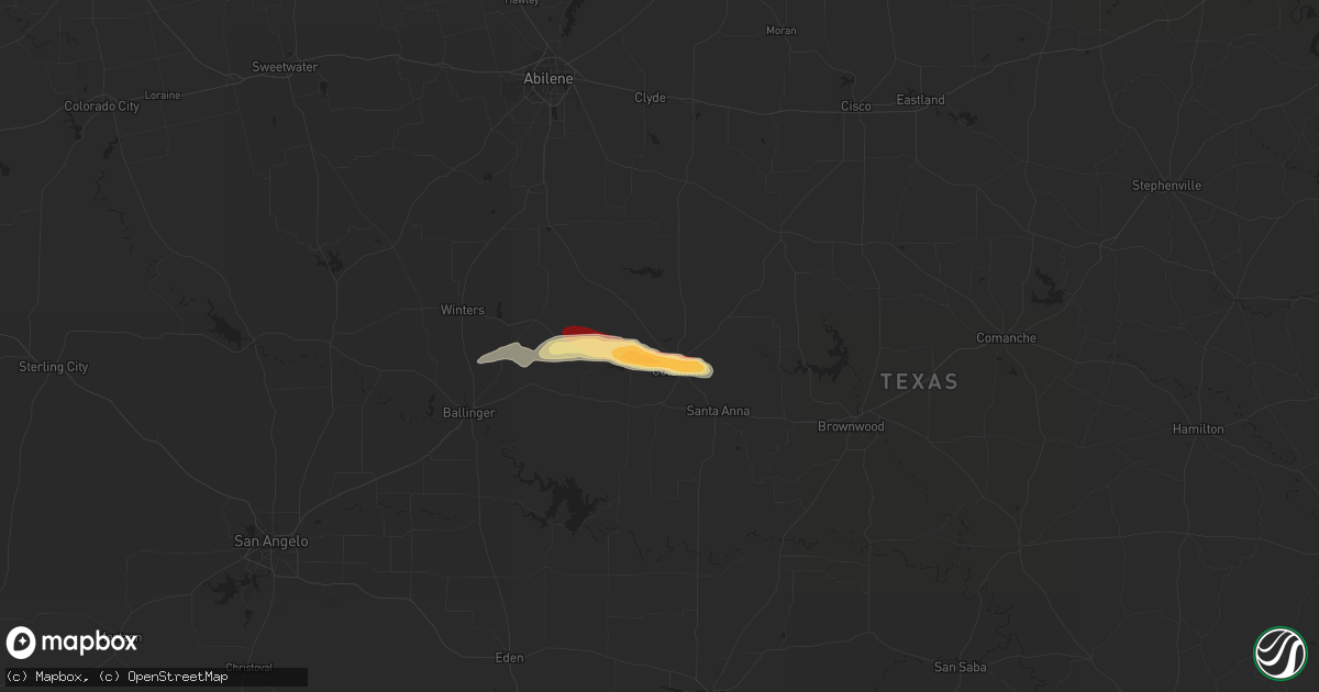 Hail map in Coleman, TX on March 29, 2013