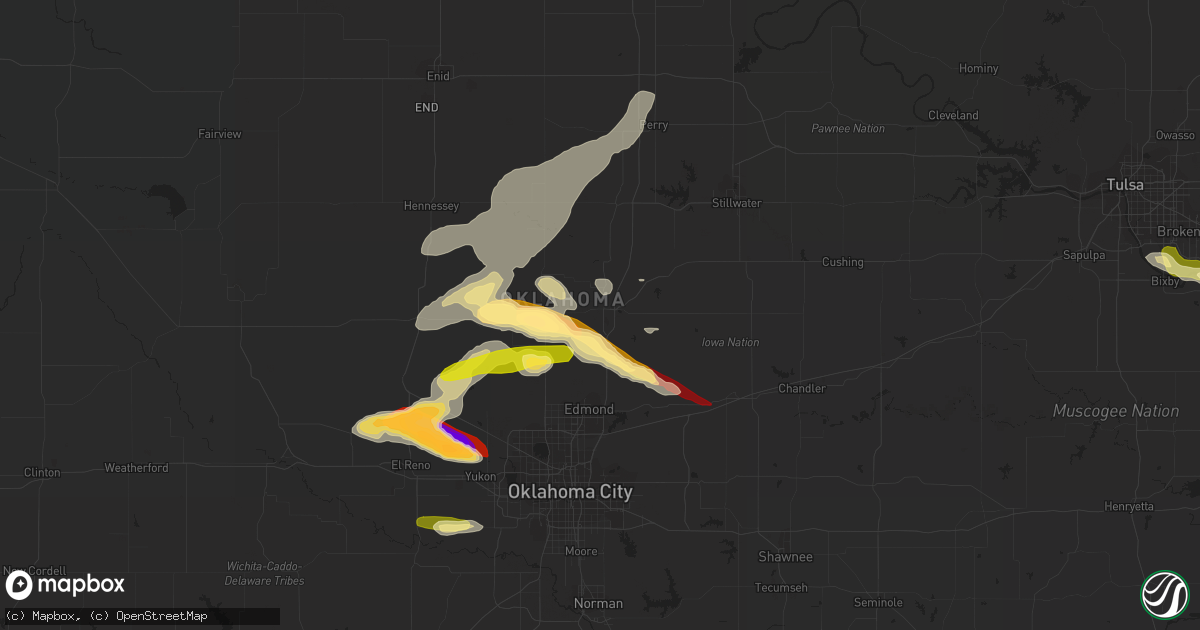 Hail map in Guthrie, OK on March 29, 2013