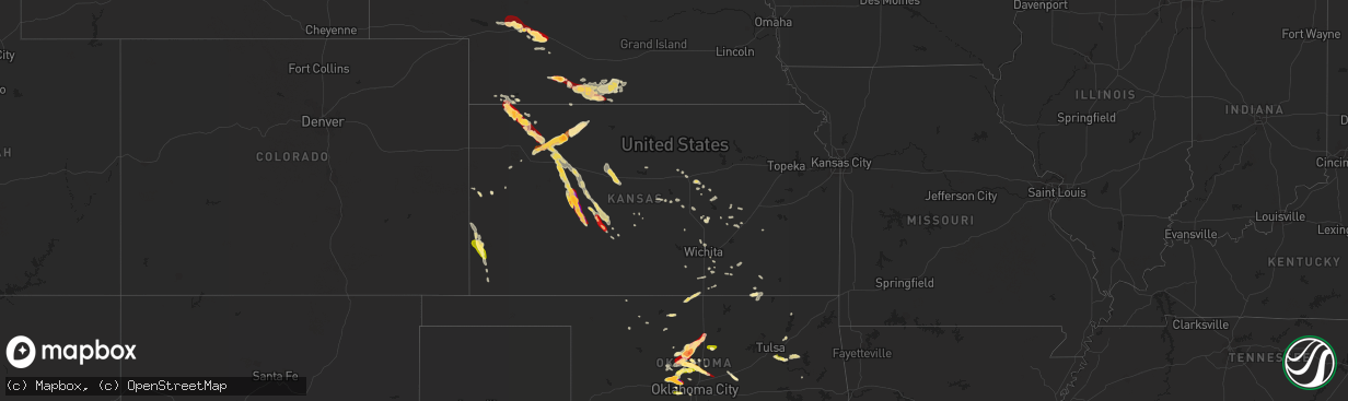 Hail map in Kansas on March 29, 2013