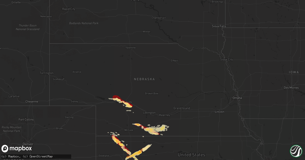 Hail map in Nebraska on March 29, 2013