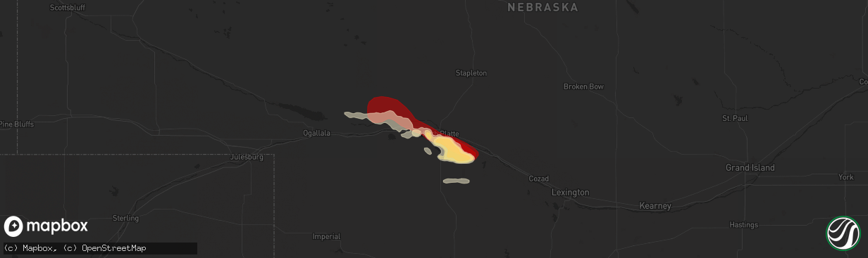 Hail map in North Platte, NE on March 29, 2013