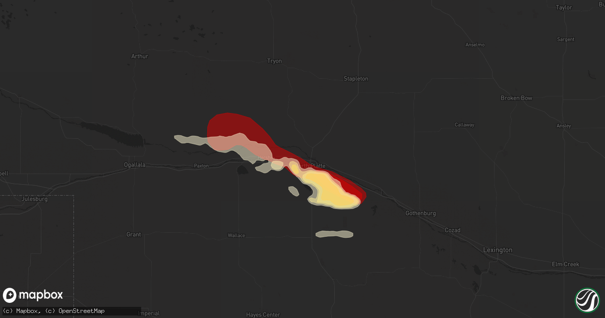 Hail map in North Platte, NE on March 29, 2013