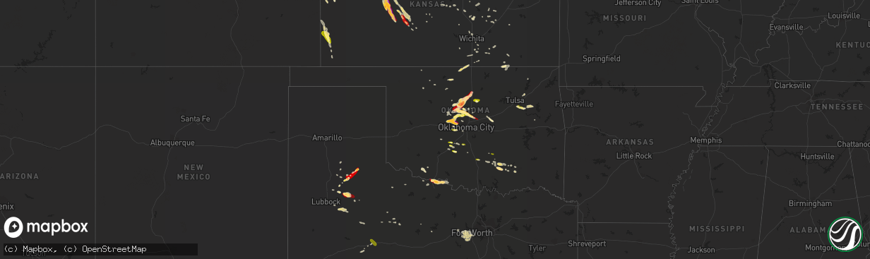 Hail map in Oklahoma on March 29, 2013