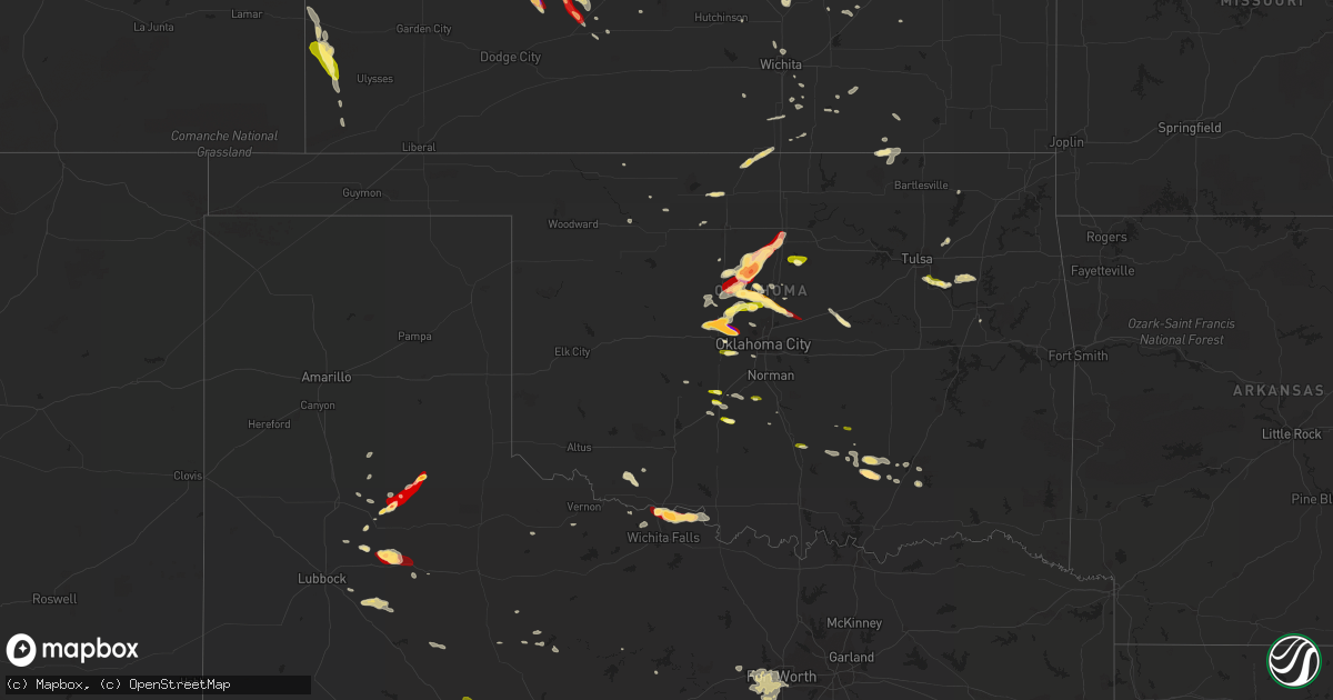 Hail map in Oklahoma on March 29, 2013