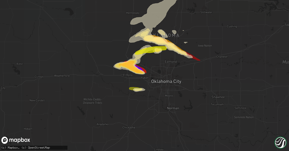 Hail map in Yukon, OK on March 29, 2013