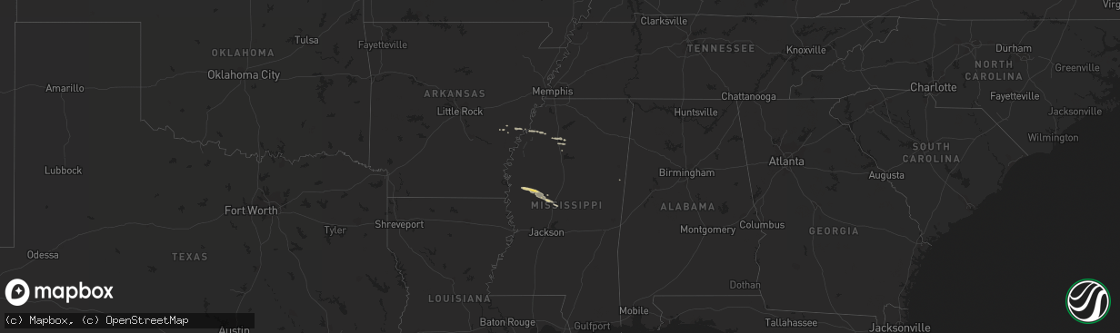 Hail map on March 29, 2015