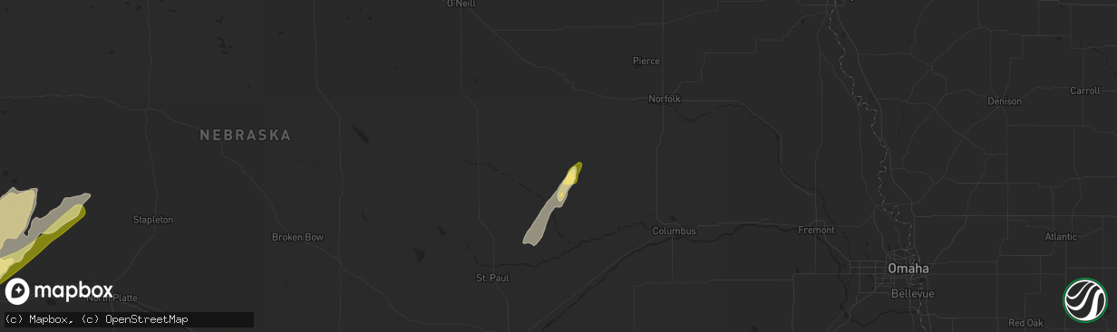 Hail map in Albion, NE on March 29, 2016