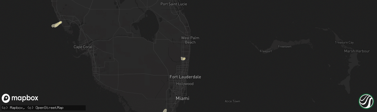 Hail map in Delray Beach, FL on March 29, 2016