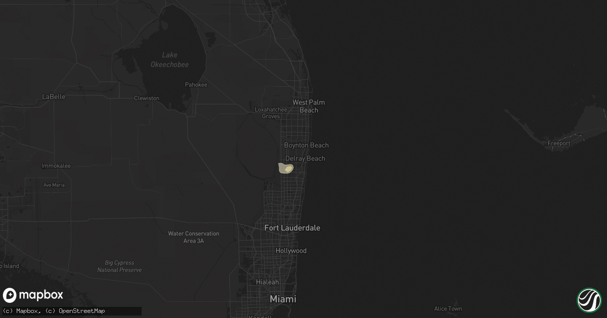 Hail map in Delray Beach, FL on March 29, 2016