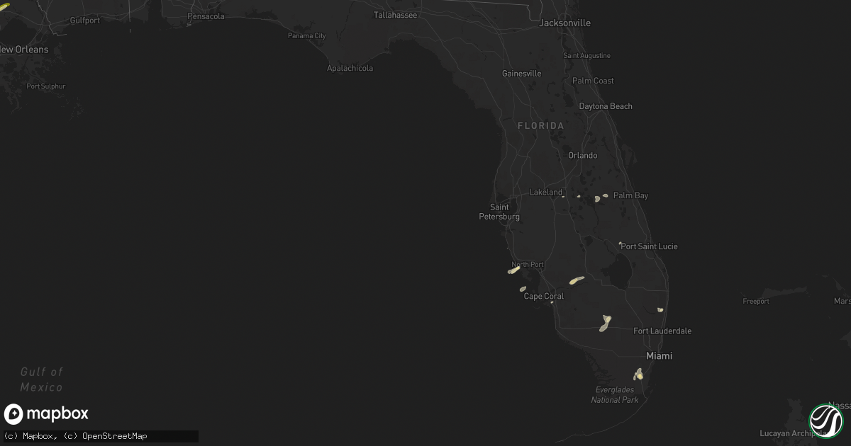 Hail map in Florida on March 29, 2016