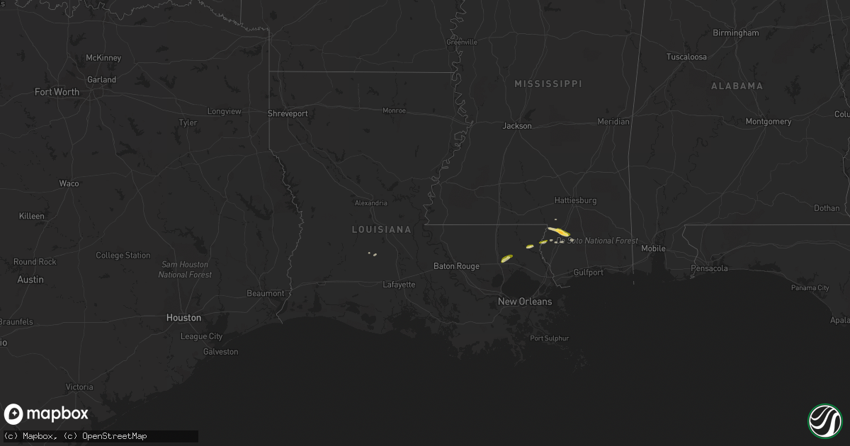 Hail map in Louisiana on March 29, 2016