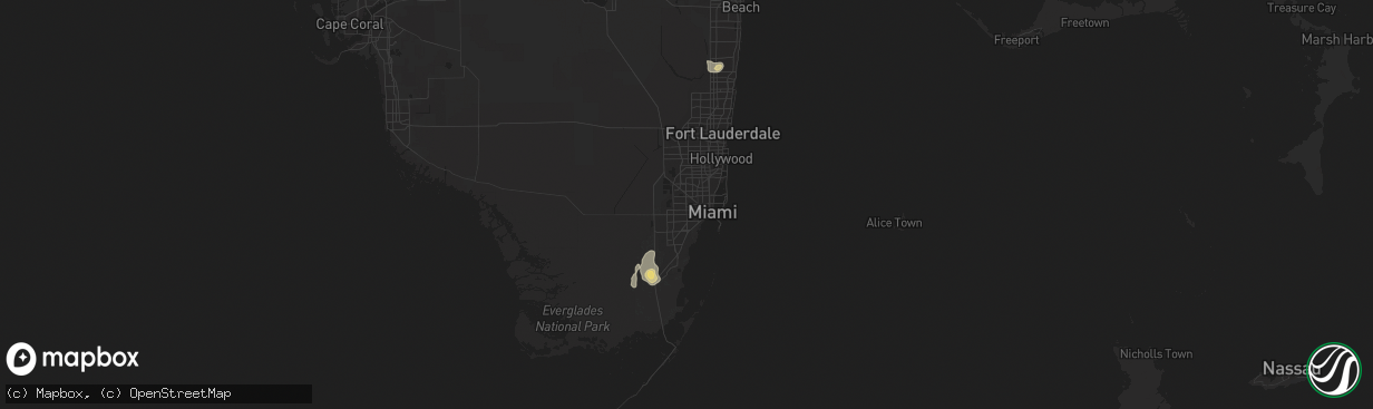 Hail map in Miami, FL on March 29, 2016