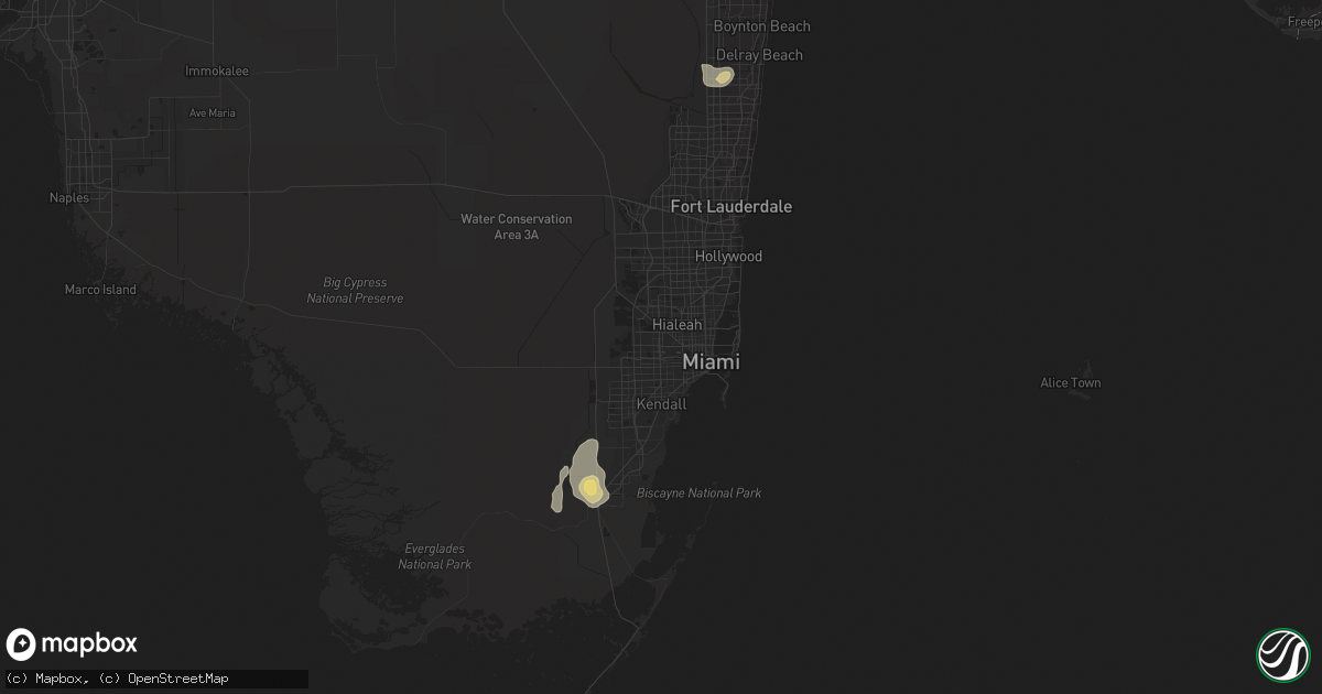 Hail map in Miami, FL on March 29, 2016