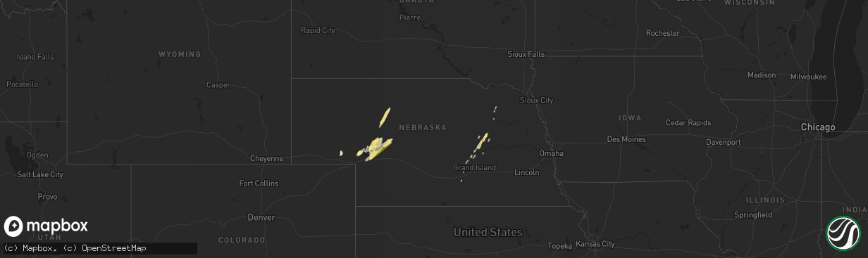 Hail map in Nebraska on March 29, 2016