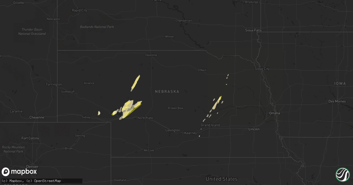 Hail map in Nebraska on March 29, 2016