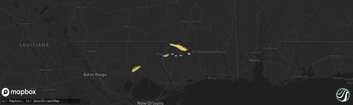 Hail map in Poplarville, MS on March 29, 2016