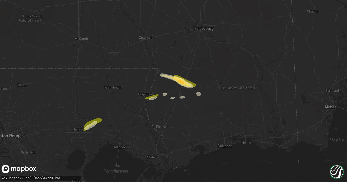 Hail map in Poplarville, MS on March 29, 2016